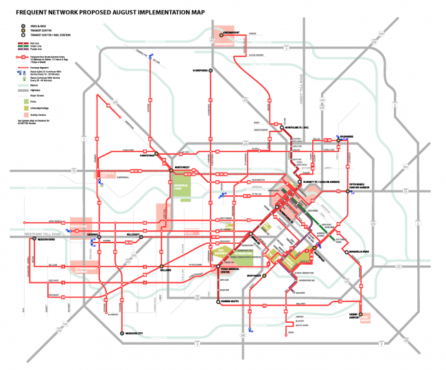 Houston Metro Frequent Network after Reimagining